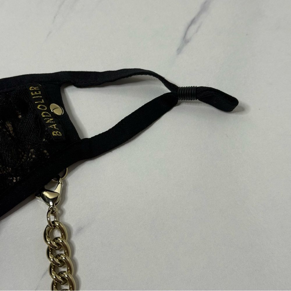 NWOT Bandolier Beige and Lace Sophie Mask with Gold Chain One Size Luxury Glam - Picture 8 of 10